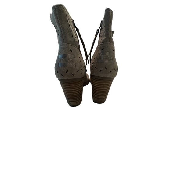 TOMS Desert Taupe Suede Majorca Heeled Peep toe Ankle Boot Women’s Size 8.5 - Picture 7 of 7